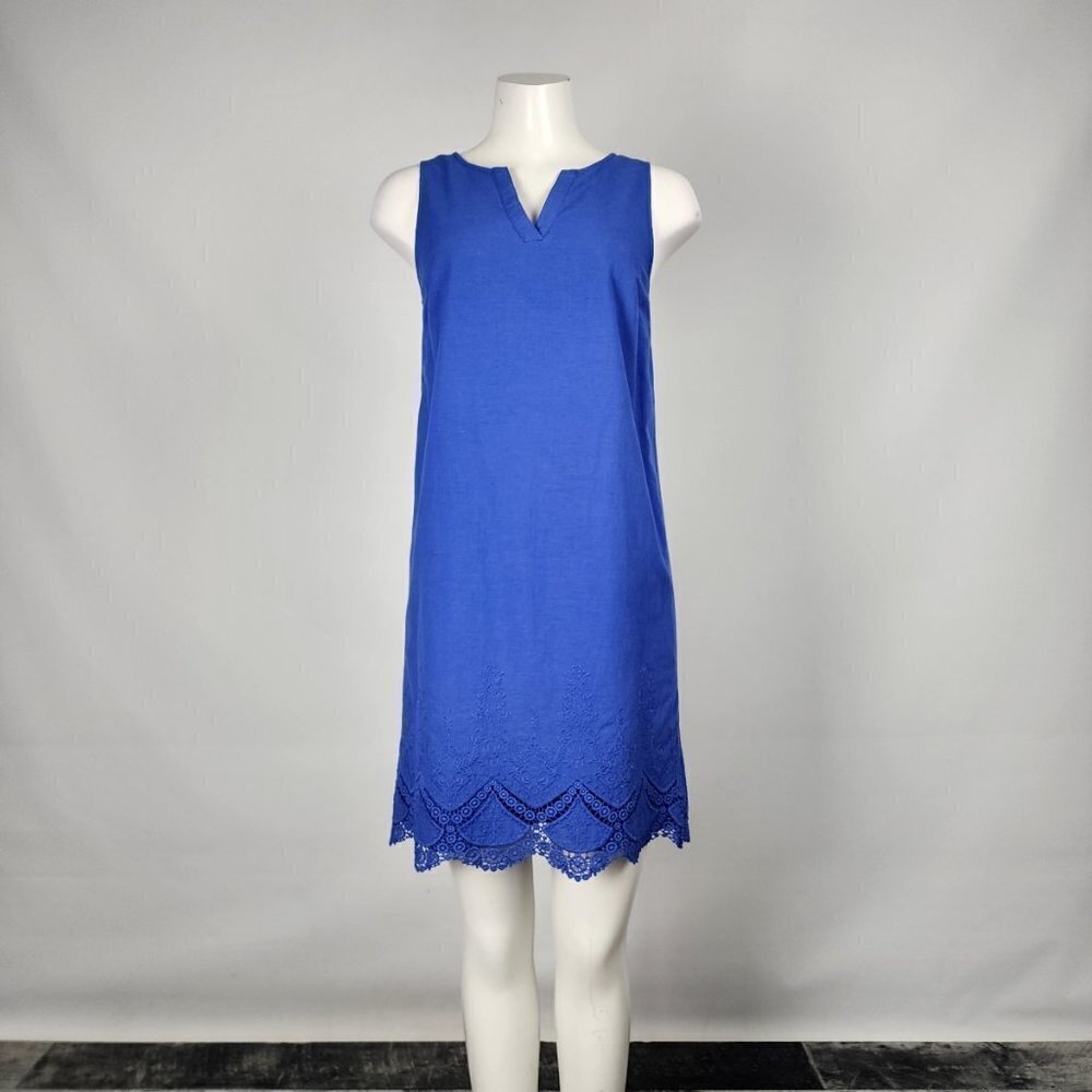 BLUE Lace Embroidered Slevless Dress Size S/M
